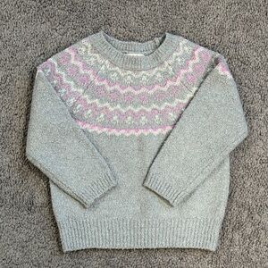 Cat & Jack Gray Sweater with Pink and White Accents
